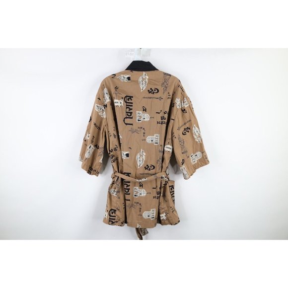 Vintage 70s Streetwear Womens Size XL Short Sleeve Belted Bath Robe Loungewear - Picture 7 of 9